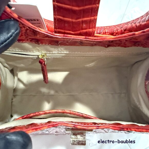 NWT Brahmin Adrian Radiant Red Melbourne Embossed Leather Satchel - CHRISTMAS! - Picture 6 of 13